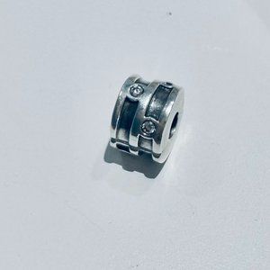 Pandora Sterling Clip Charm with clear cz stones-Excellent condition.